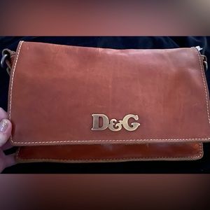 D&G tobacco color leather with leather cut out charms handbag